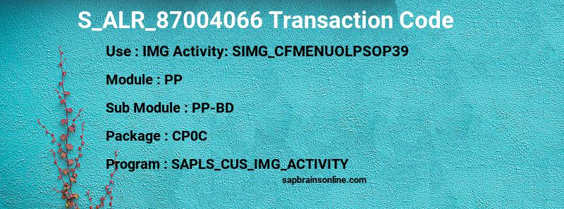SAP S_ALR_87004066 transaction code