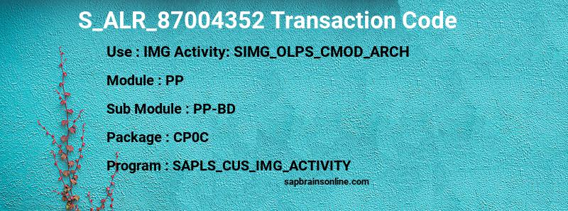 SAP S_ALR_87004352 transaction code