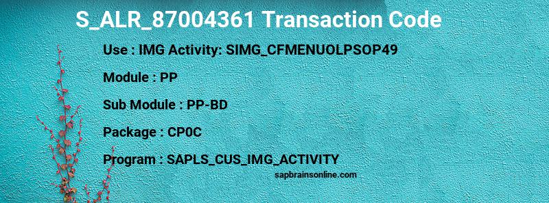SAP S_ALR_87004361 transaction code