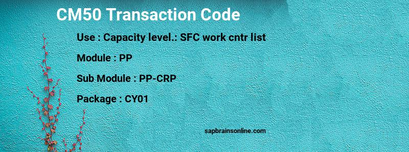 SAP CM50 transaction code