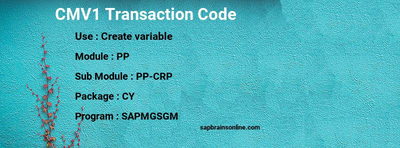 SAP CMV1 transaction code