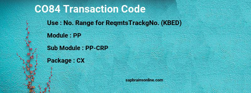 SAP CO84 transaction code