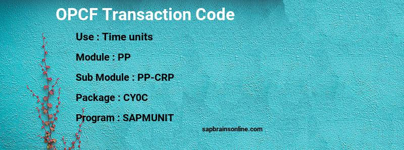 SAP OPCF transaction code