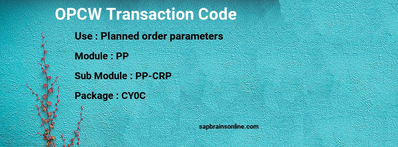 SAP OPCW transaction code
