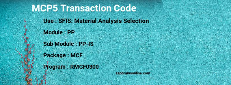 SAP MCP5 transaction code