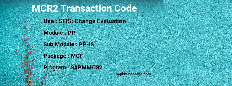 SAP MCR2 transaction code