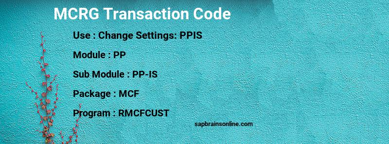 SAP MCRG transaction code