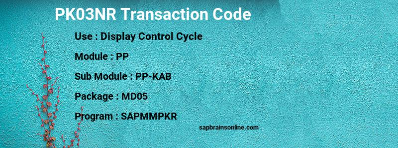 SAP PK03NR transaction code