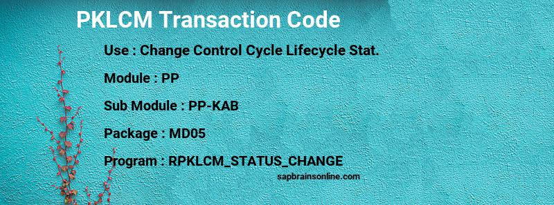 SAP PKLCM transaction code