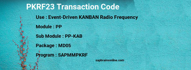 SAP PKRF23 transaction code