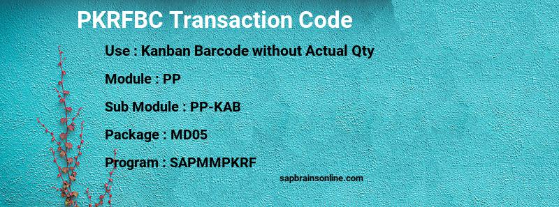SAP PKRFBC transaction code