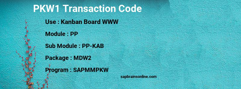 SAP PKW1 transaction code