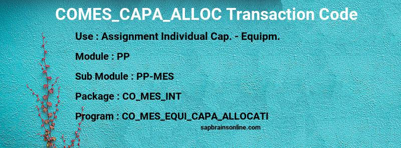 SAP COMES_CAPA_ALLOC transaction code