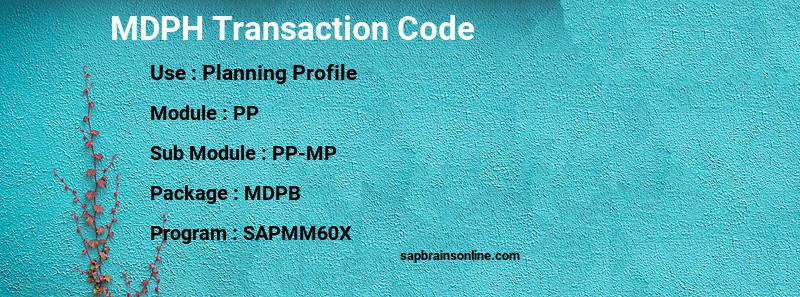 SAP MDPH transaction code