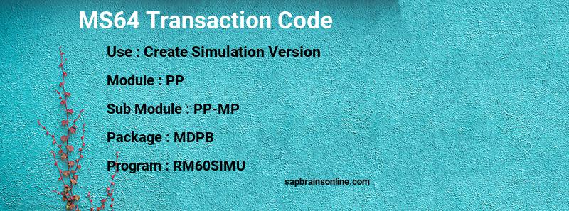 SAP MS64 transaction code