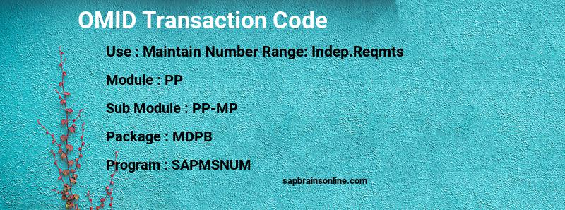 SAP OMID transaction code