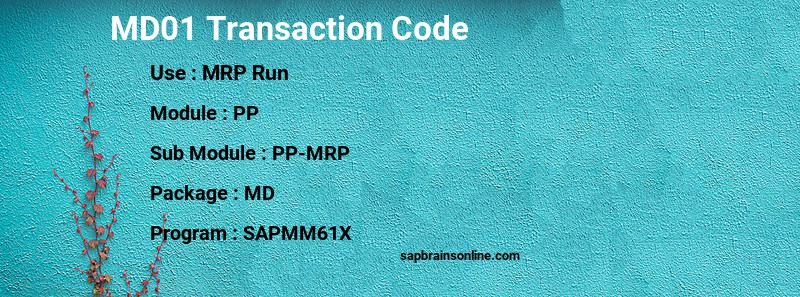 SAP MD01 transaction code