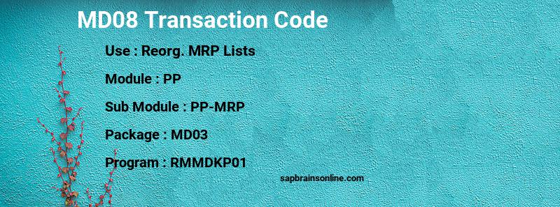 SAP MD08 transaction code