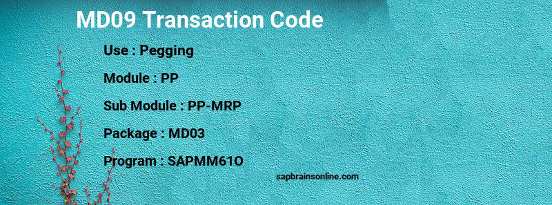 SAP MD09 transaction code