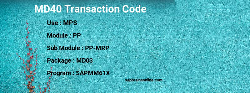 SAP MD40 transaction code