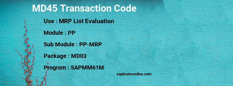 SAP MD45 transaction code