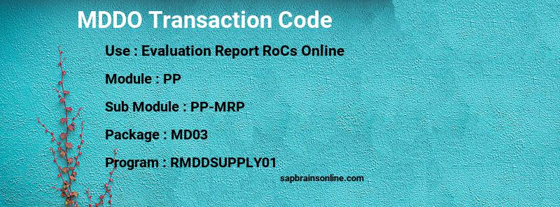 SAP MDDO transaction code