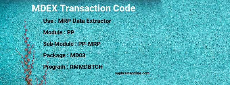 SAP MDEX transaction code