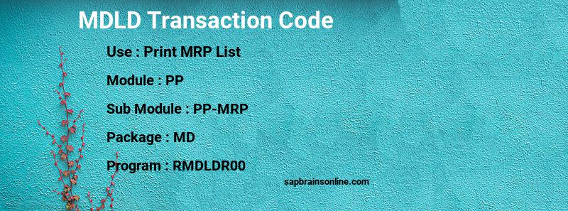 SAP MDLD transaction code