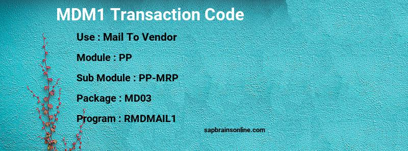 SAP MDM1 transaction code
