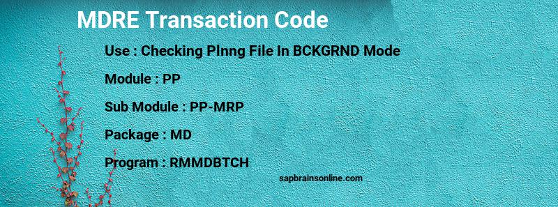 SAP MDRE transaction code