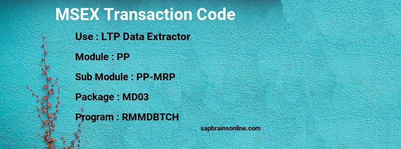 SAP MSEX transaction code