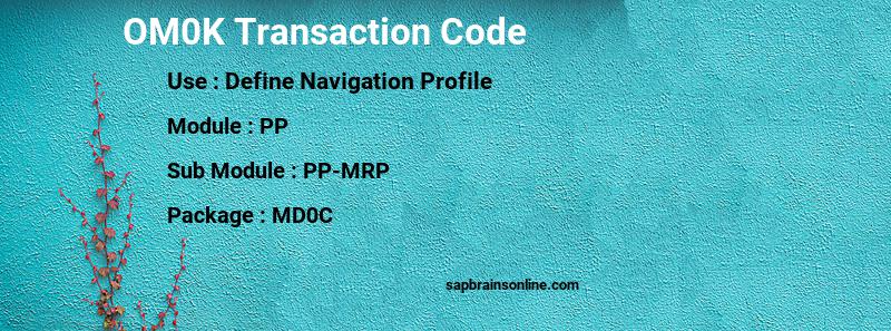 SAP OM0K transaction code