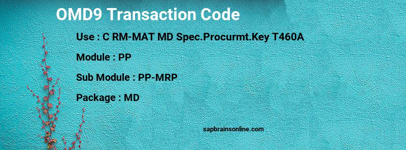 SAP OMD9 transaction code