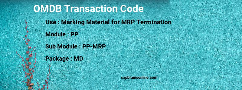 SAP OMDB transaction code