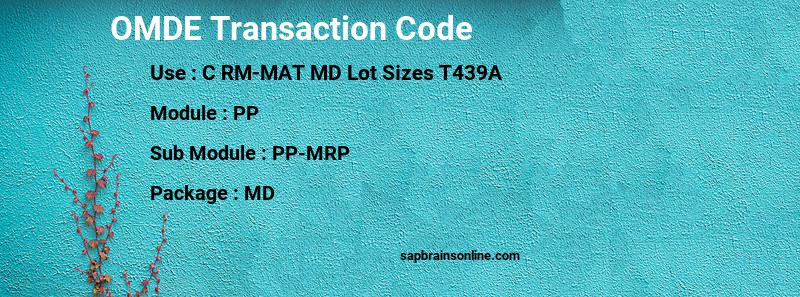 SAP OMDE transaction code
