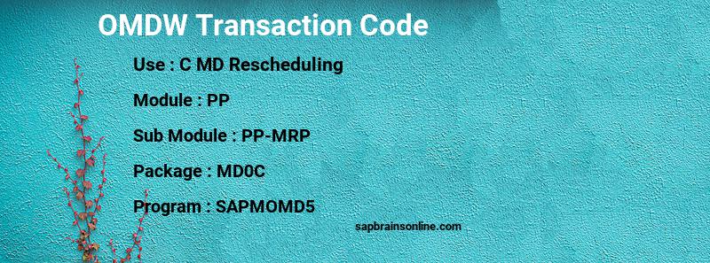 SAP OMDW transaction code