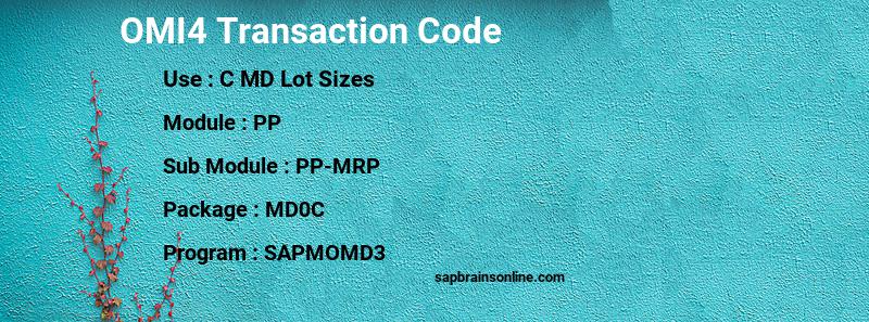 SAP OMI4 transaction code
