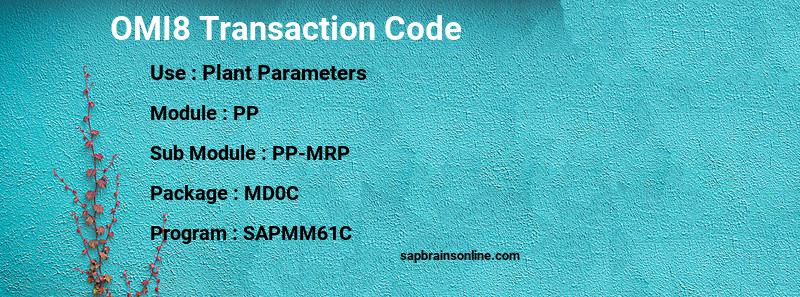 SAP OMI8 transaction code