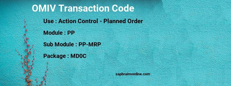 SAP OMIV transaction code