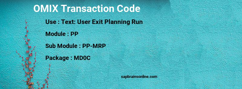 SAP OMIX transaction code