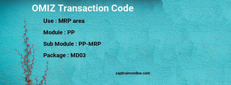 SAP OMIZ transaction code