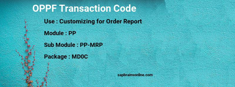 SAP OPPF transaction code