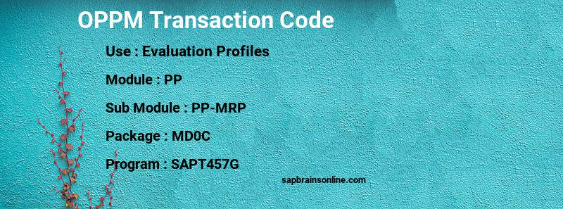 SAP OPPM transaction code
