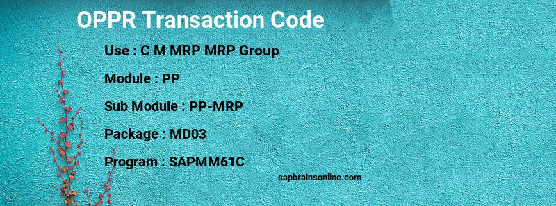 SAP OPPR transaction code