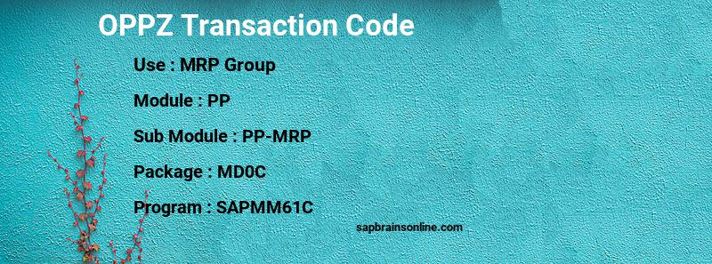 SAP OPPZ transaction code