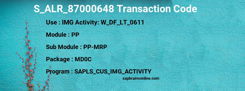 SAP S_ALR_87000648 transaction code