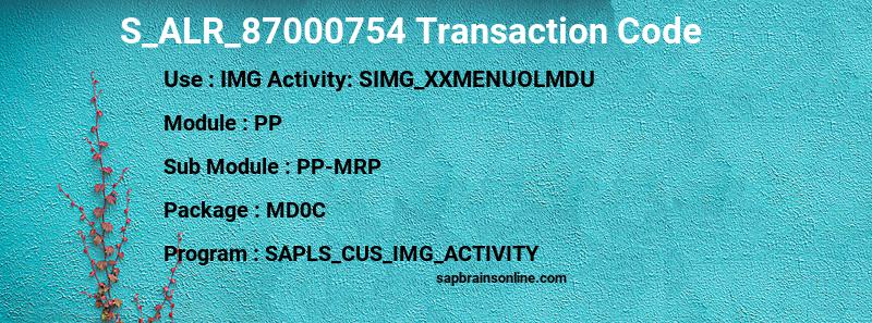 SAP S_ALR_87000754 transaction code