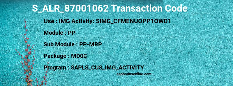 SAP S_ALR_87001062 transaction code