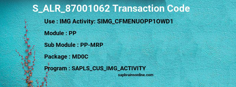 SAP S_ALR_87001062 transaction code