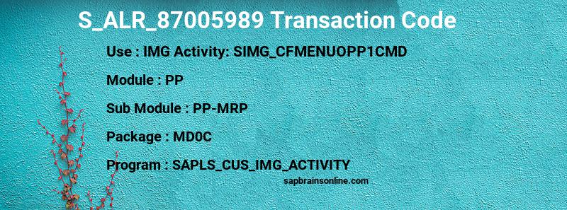 SAP S_ALR_87005989 transaction code